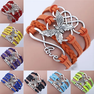 Bracelet en Cuir Papillon Amour Vintage