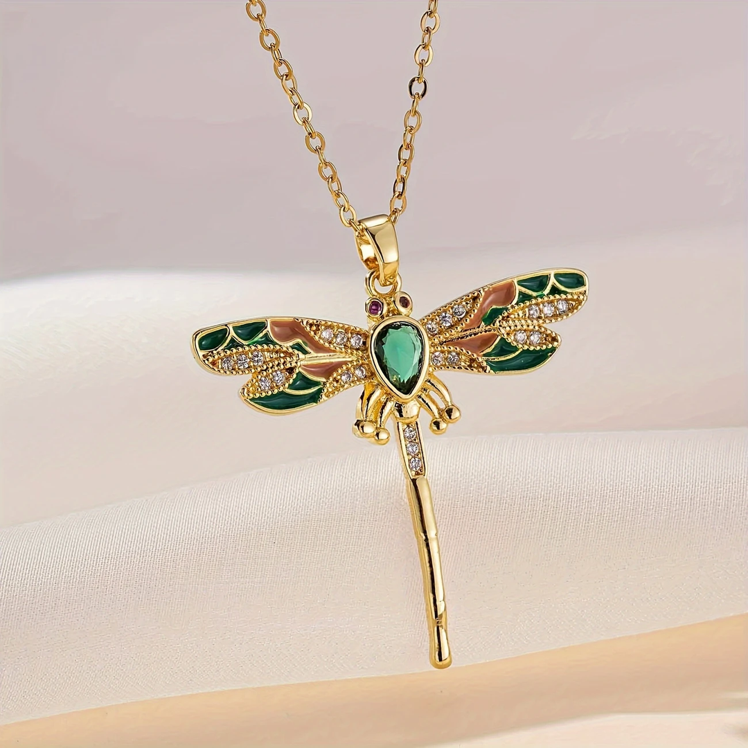Collier Rêves Dorés de Libellule Dansante