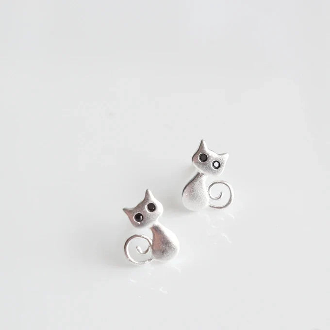 Boucles d'oreilles en argent en forme de chat