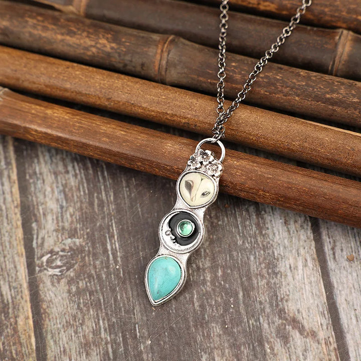 Collier Bar en Sagesse de Hibou Turquoise