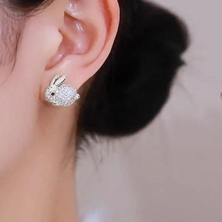 Boucles d'oreilles en cristal de lapin mignon
