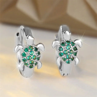 Boucles d'oreilles en forme de tortue de mer avec zircon scintillant