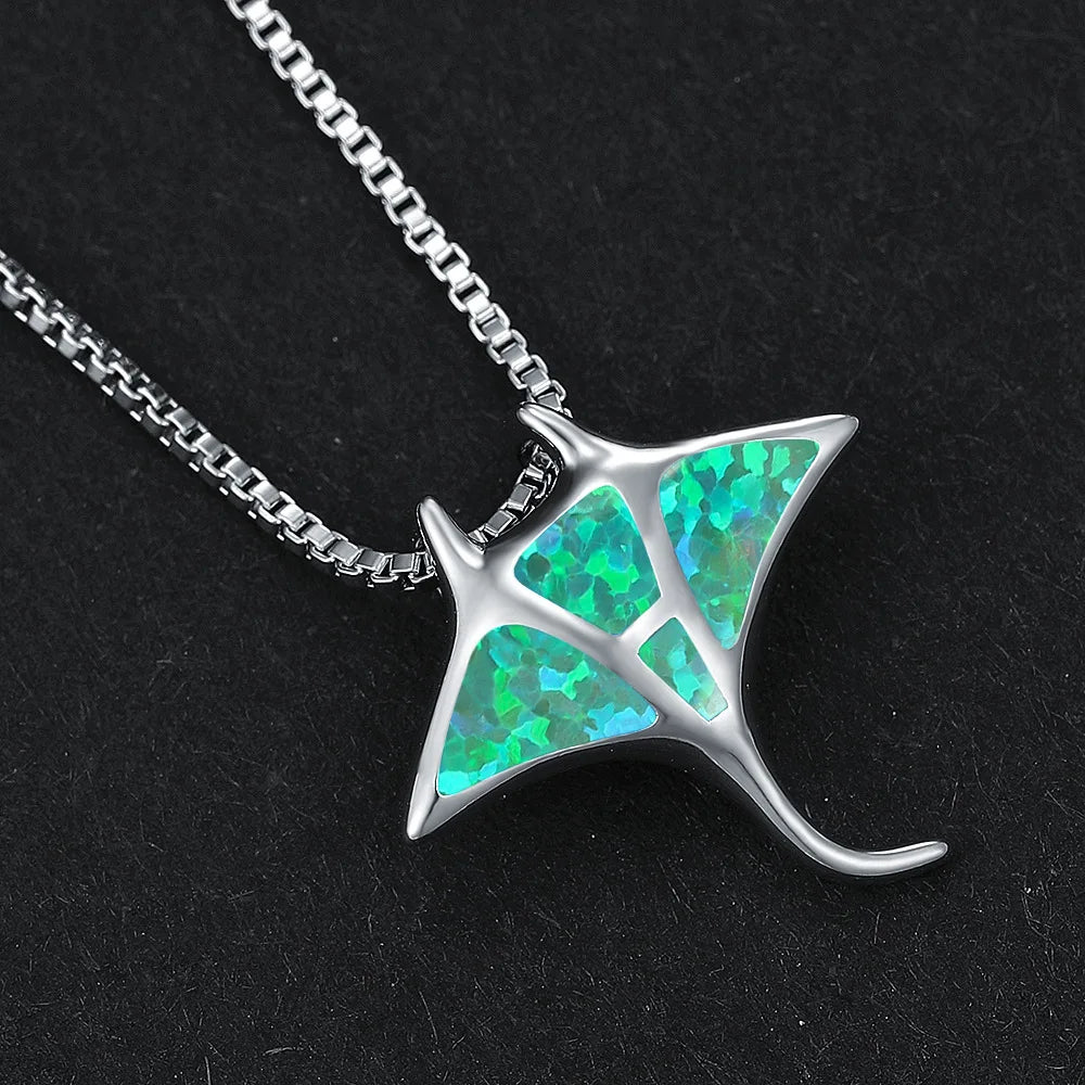 Collier en Opale Bleue Manta Ray