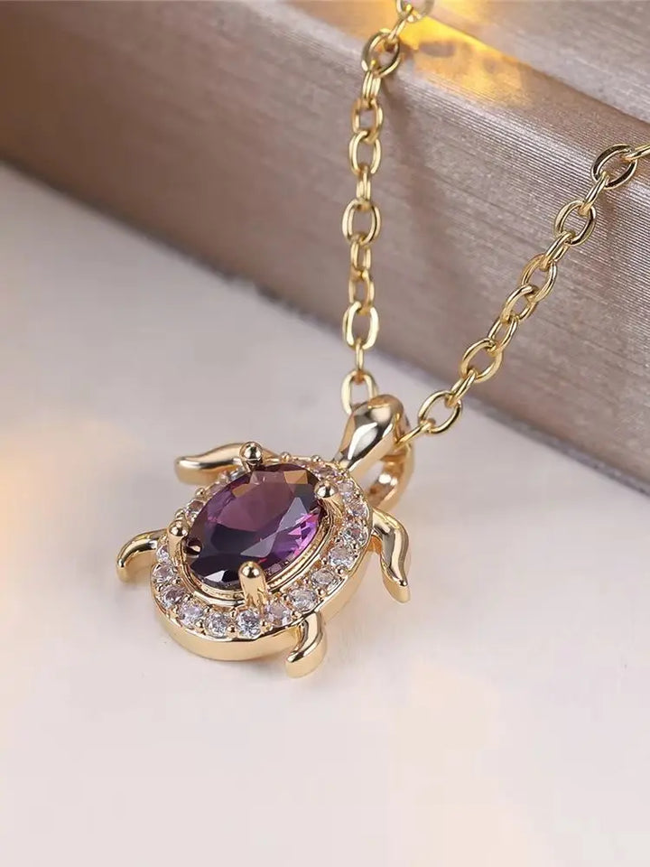 Pendentif Tortue en Cristal Violet