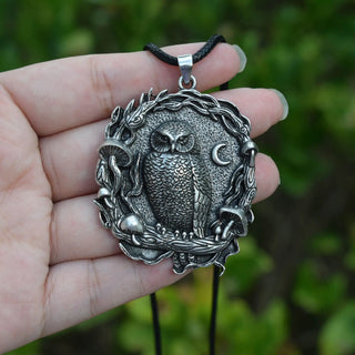 Pendentif Collier Champignon de Lune de Hibou Mystique