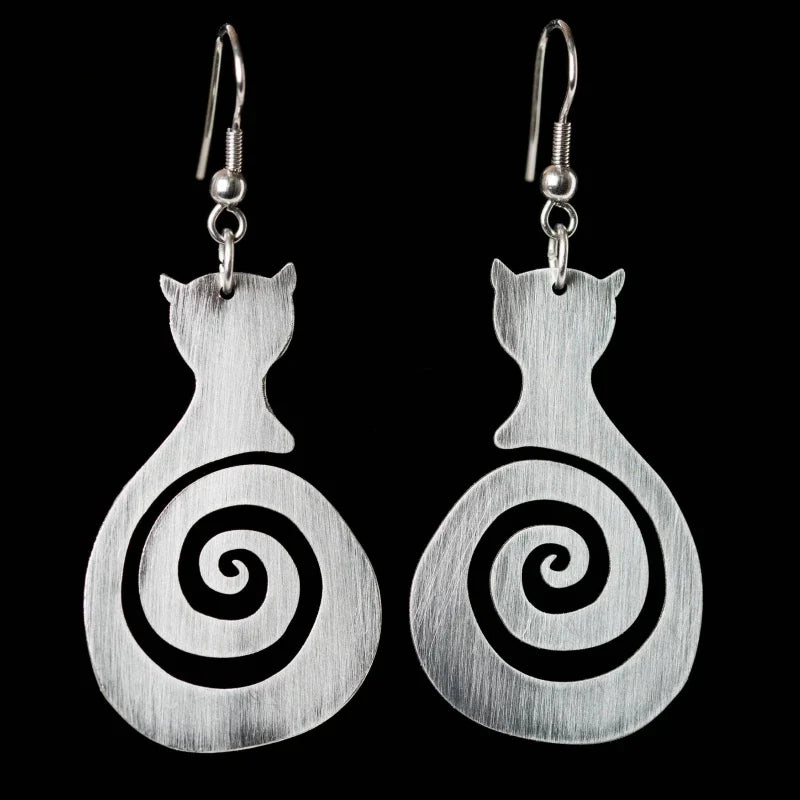 Boucles d'oreilles en spirale de chat vintage