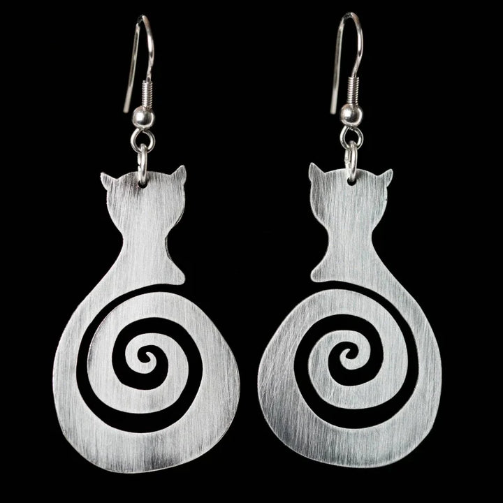 Boucles d'oreilles en spirale de chat vintage