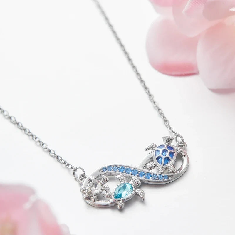 Collier Tortue Infini avec Cristaux Étincelants