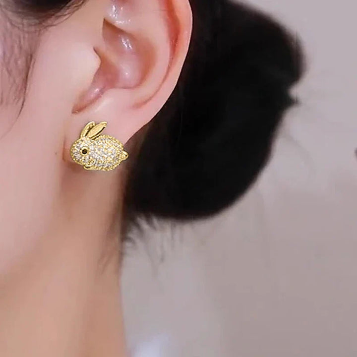 Boucles d'oreilles en cristal de lapin mignon