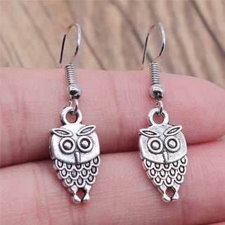 Boucles d'oreilles pendantes hibou vintage bohémien