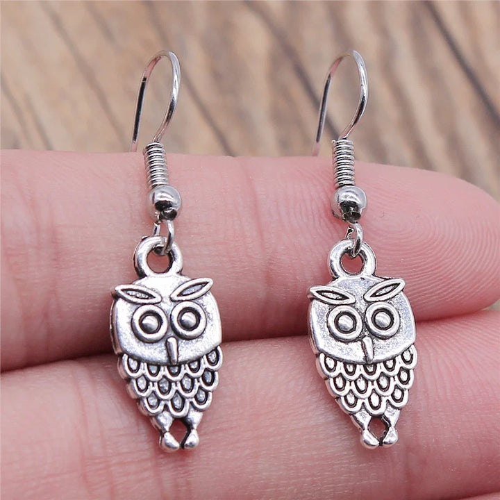 Boucles d'oreilles pendantes hibou vintage bohémien