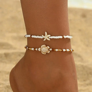 Ensemble de Bracelets de Cheville Étoile de Mer & Tortue