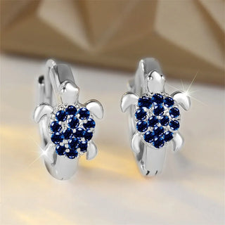 Boucles d'oreilles en forme de tortue de mer avec zircon scintillant