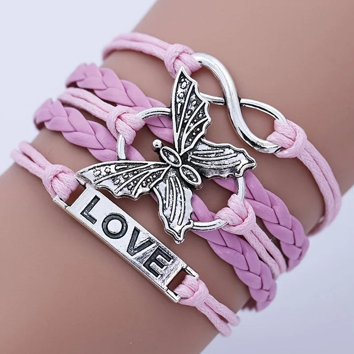 Bracelet en Cuir Papillon Amour Vintage