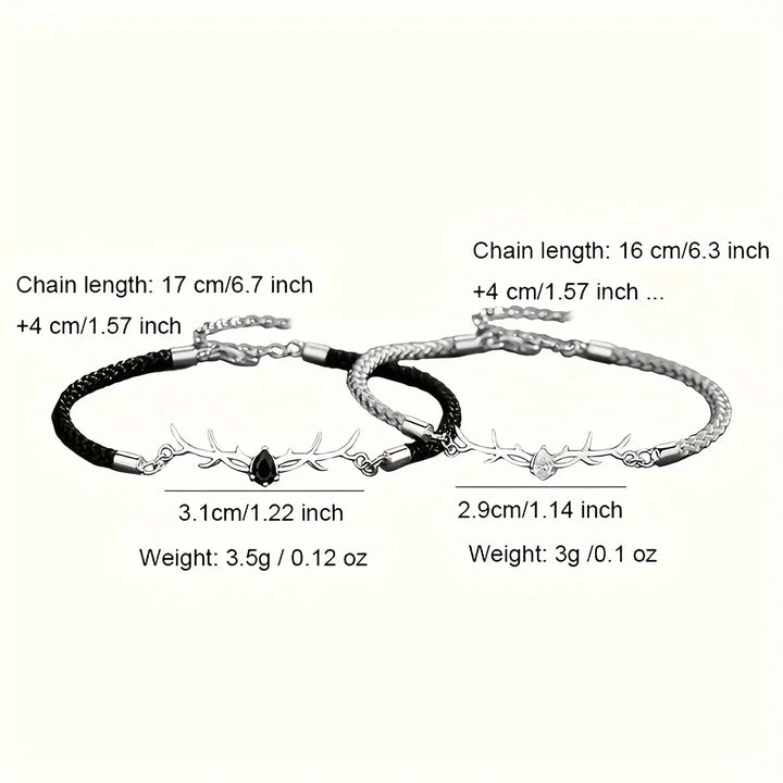 Bracelet Cœur en Bois de Cerf avec Zircon