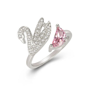 Bague en Cristal Cygne - Ajustable en Or Rose