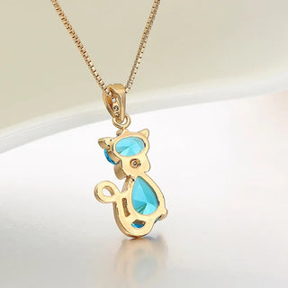 Collier Pendentif Chat en Cristal
