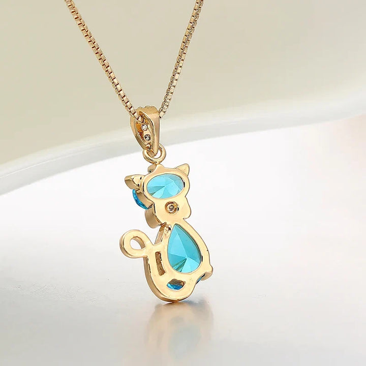 Collier Pendentif Chat en Cristal