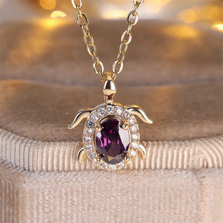 Pendentif Tortue en Cristal Violet