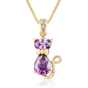 Collier Pendentif Chat en Cristal