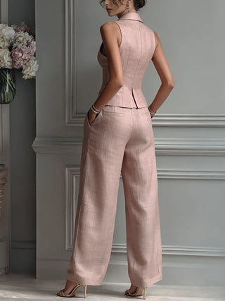 Ensemble deux pièces femme avec décolleté en V et boutons