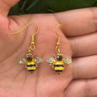 Boucles d'oreilles en cristal d'abeille dorée et de rayons de miel