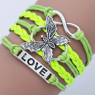 Bracelet en Cuir Papillon Amour Vintage