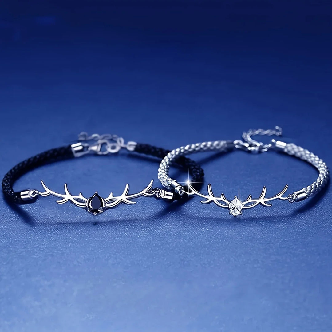 Bracelet Cœur en Bois de Cerf avec Zircon