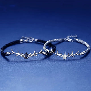 Bracelet Cœur en Bois de Cerf avec Zircon