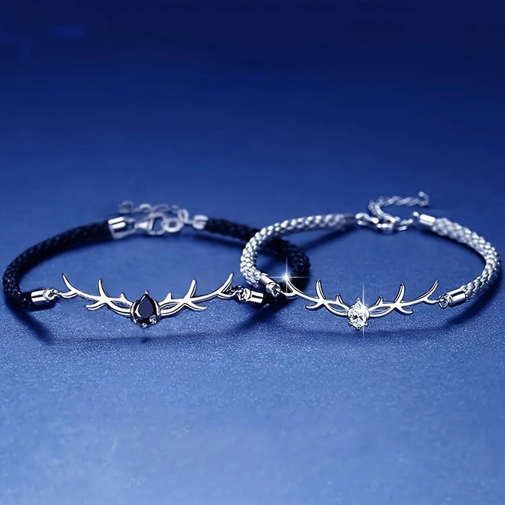 Bracelet Cœur en Bois de Cerf avec Zircon