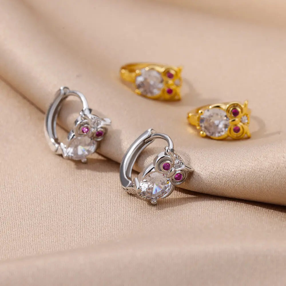 Boucles d'oreilles créoles animaux en cristal