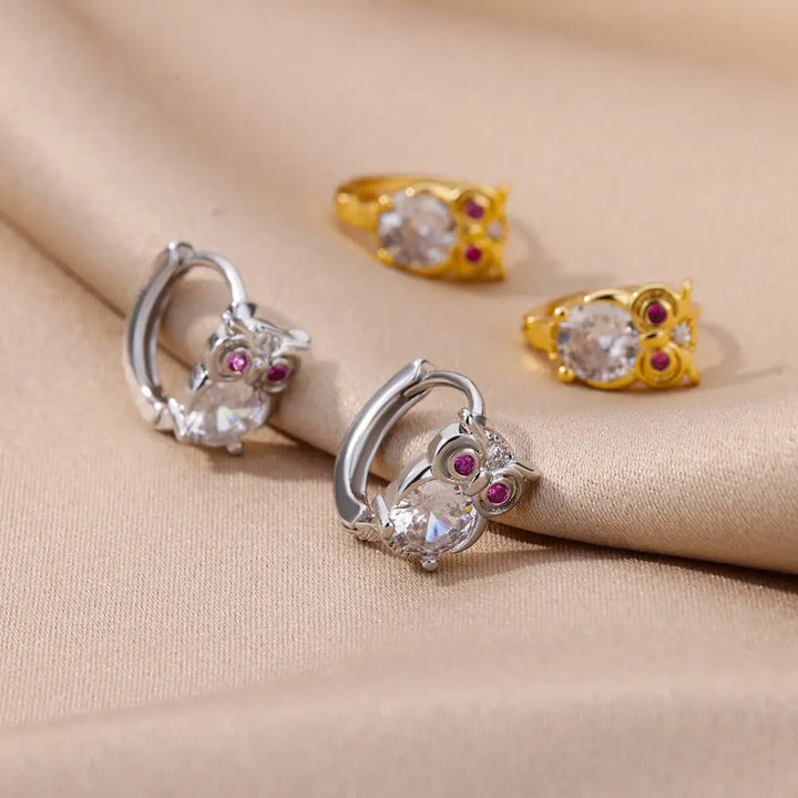 Boucles d'oreilles créoles animaux en cristal