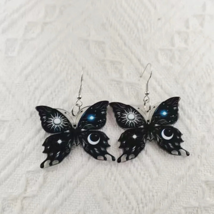 Boucles d'oreilles Soleil Lune Papillon