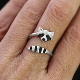 Bague Vintage Raton Laveur Ajustable Argent