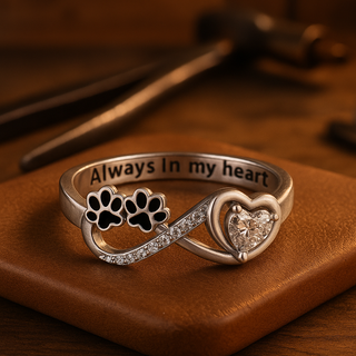 Bague en Zirconium avec Design de Cœur et d'Infini