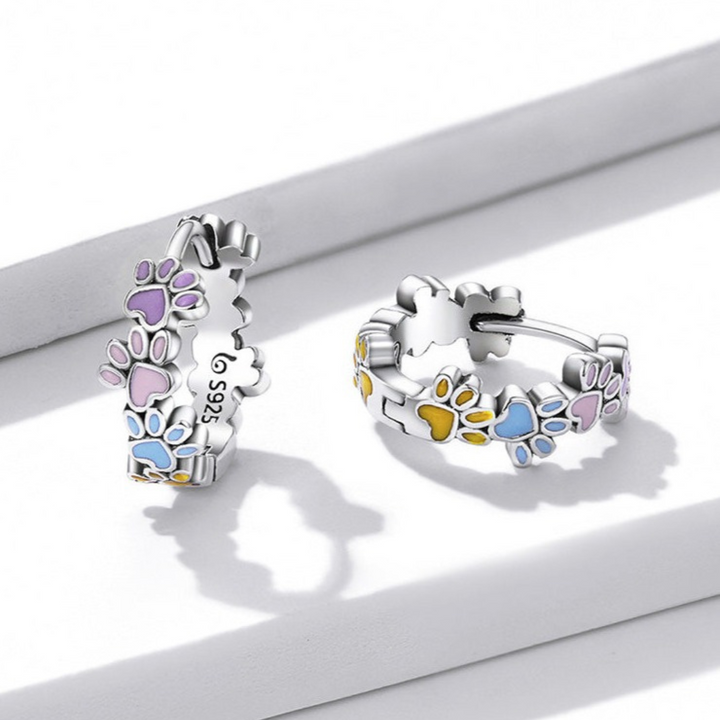 Boucles d'oreilles Pattes Colorées en Argent Sterling