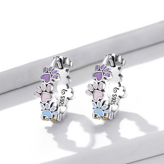 Boucles d'oreilles Pattes Colorées en Argent Sterling