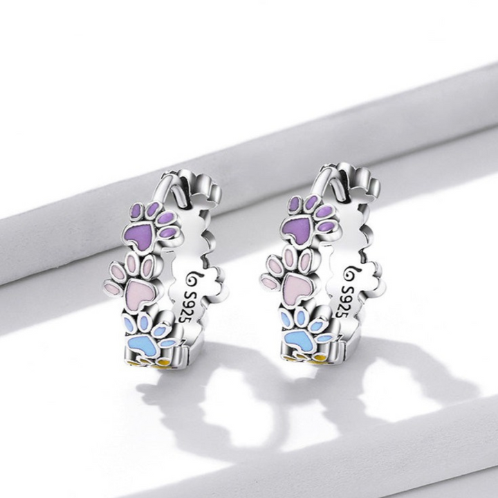 Boucles d'oreilles Pattes Colorées en Argent Sterling