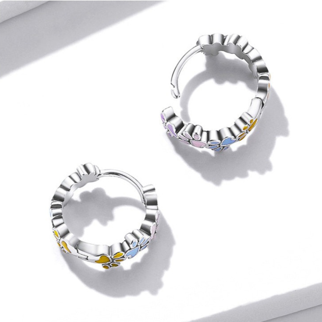 Boucles d'oreilles Pattes Colorées en Argent Sterling