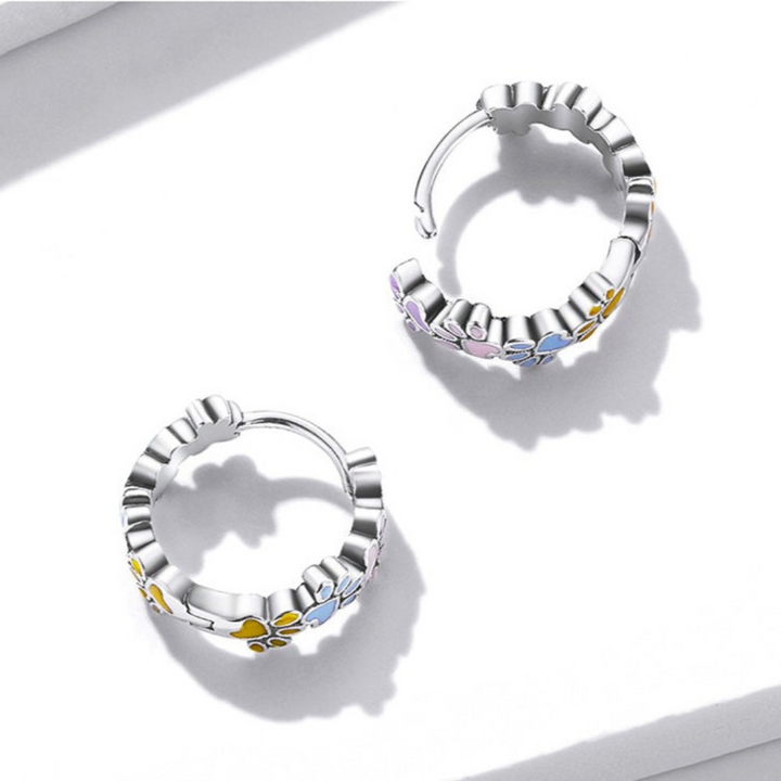 Boucles d'oreilles Pattes Colorées en Argent Sterling