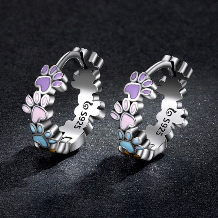 Boucles d'oreilles Pattes Colorées en Argent Sterling