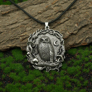 Pendentif Collier Champignon de Lune de Hibou Mystique