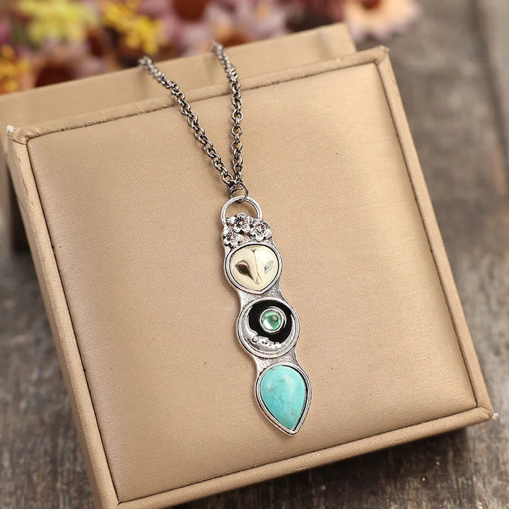 Collier Bar en Sagesse de Hibou Turquoise
