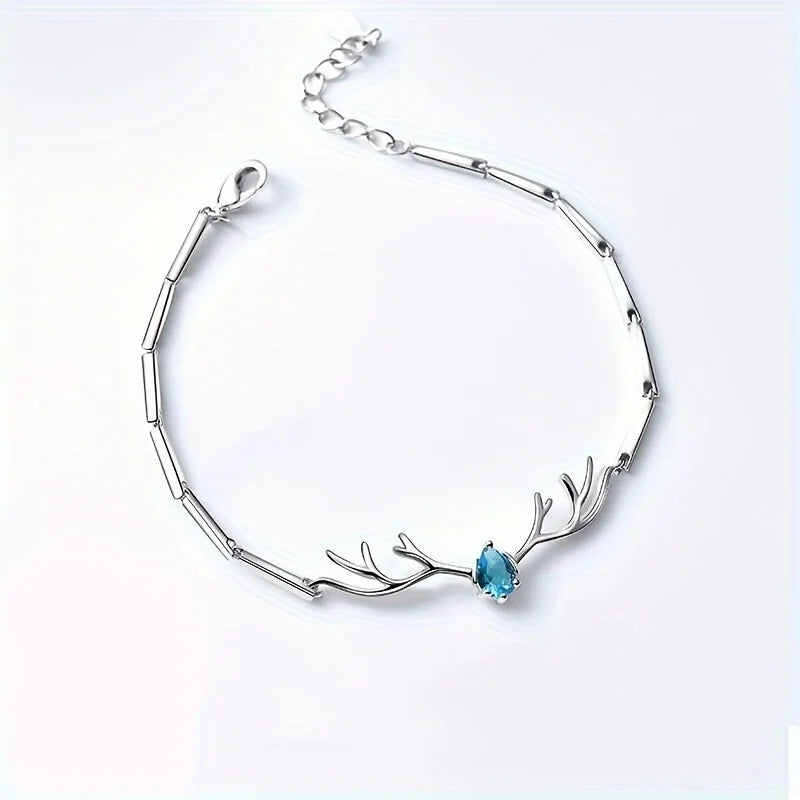 Bracelet Cœur en Bois de Cerf avec Zircon