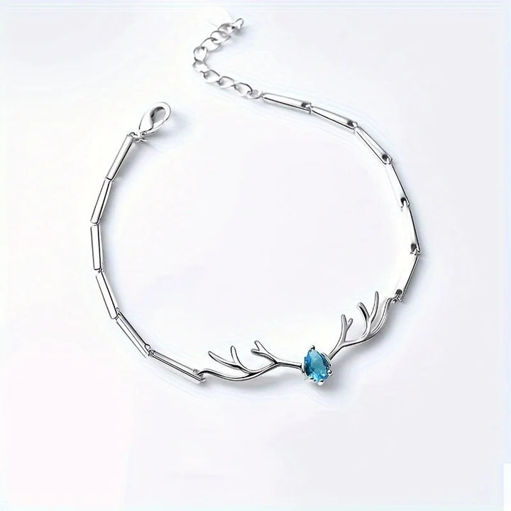 Bracelet Cœur en Bois de Cerf avec Zircon