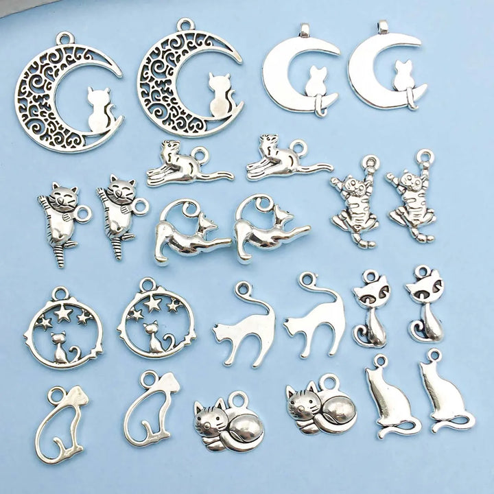 Collection de Charms en Argent Vintage de Chats