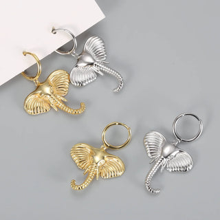 Boucles d'oreilles créoles avec pendentif éléphant