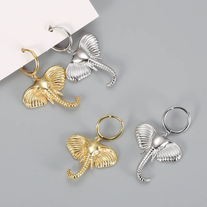Boucles d'oreilles créoles avec pendentif éléphant