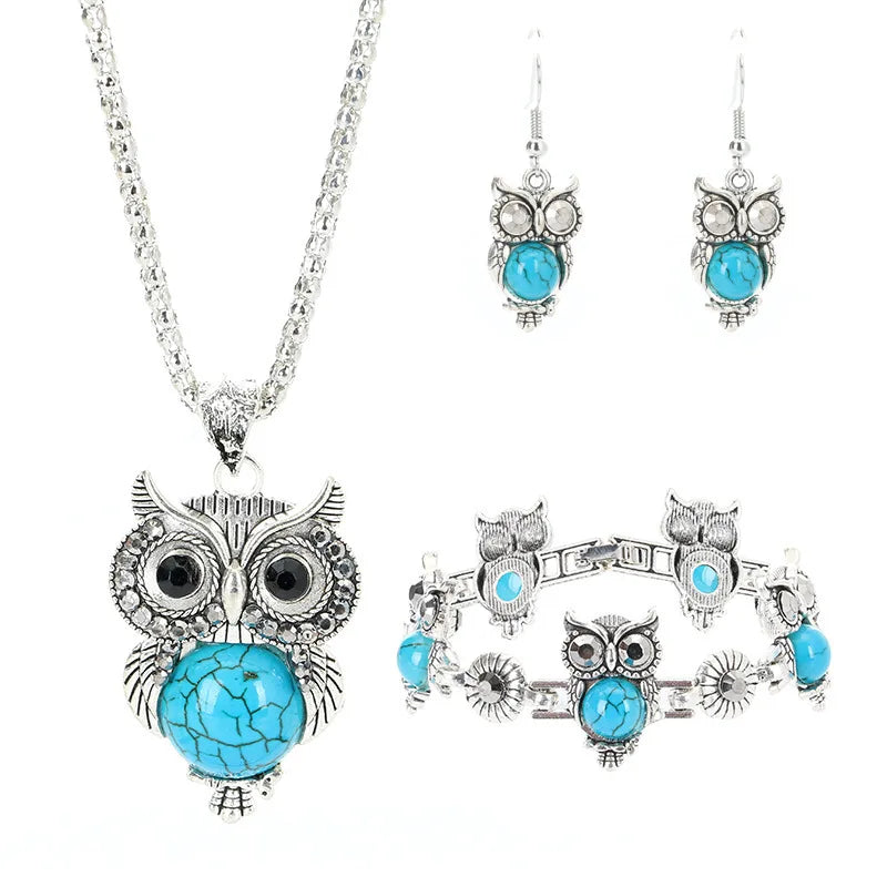 Ensemble de Bijoux Sagesse Hibou Turquoise