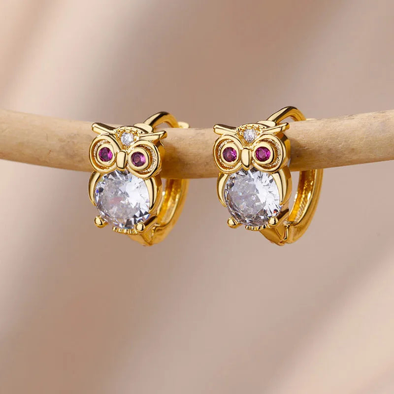Boucles d'oreilles créoles animaux en cristal